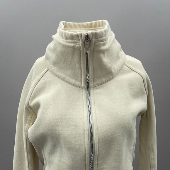 Lululemon Women High-Neck Zip-Up Radiant Jacket Side Pockets Long Sleeve Cream 6 - Picture 14 of 16